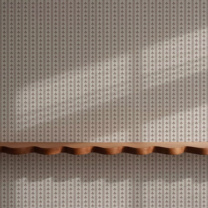 Agnes Clay Mocha Leaf Stripes Wallpaper