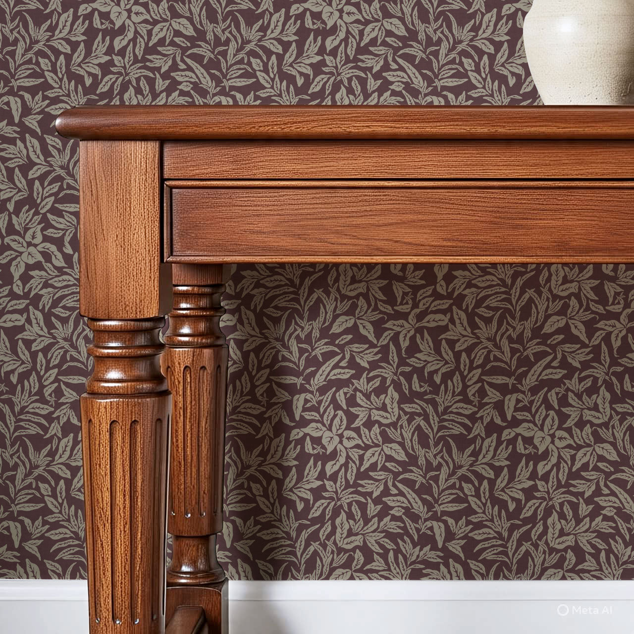Adelaide Burgundy Botanical Leaves Wallpaper