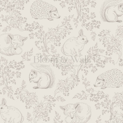 Ailani Woodland Mammals Neutral Beige Wallpaper