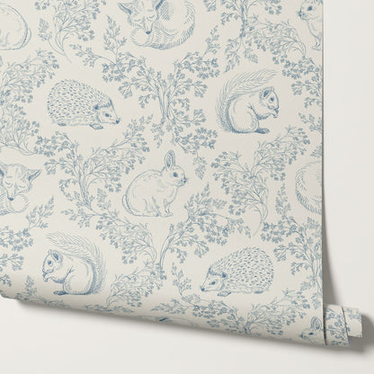 Ailani Woodland Mammals Blue Wallpaper