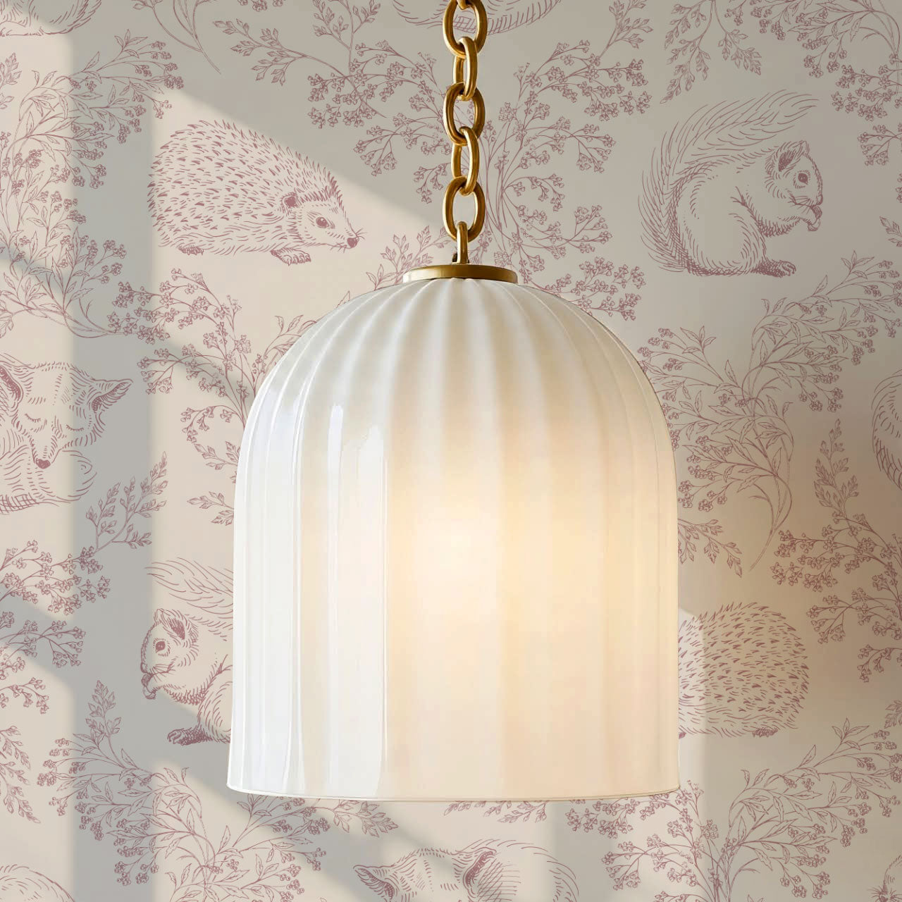 Ailani Woodland Mammals Mauve Beige Wallpaper