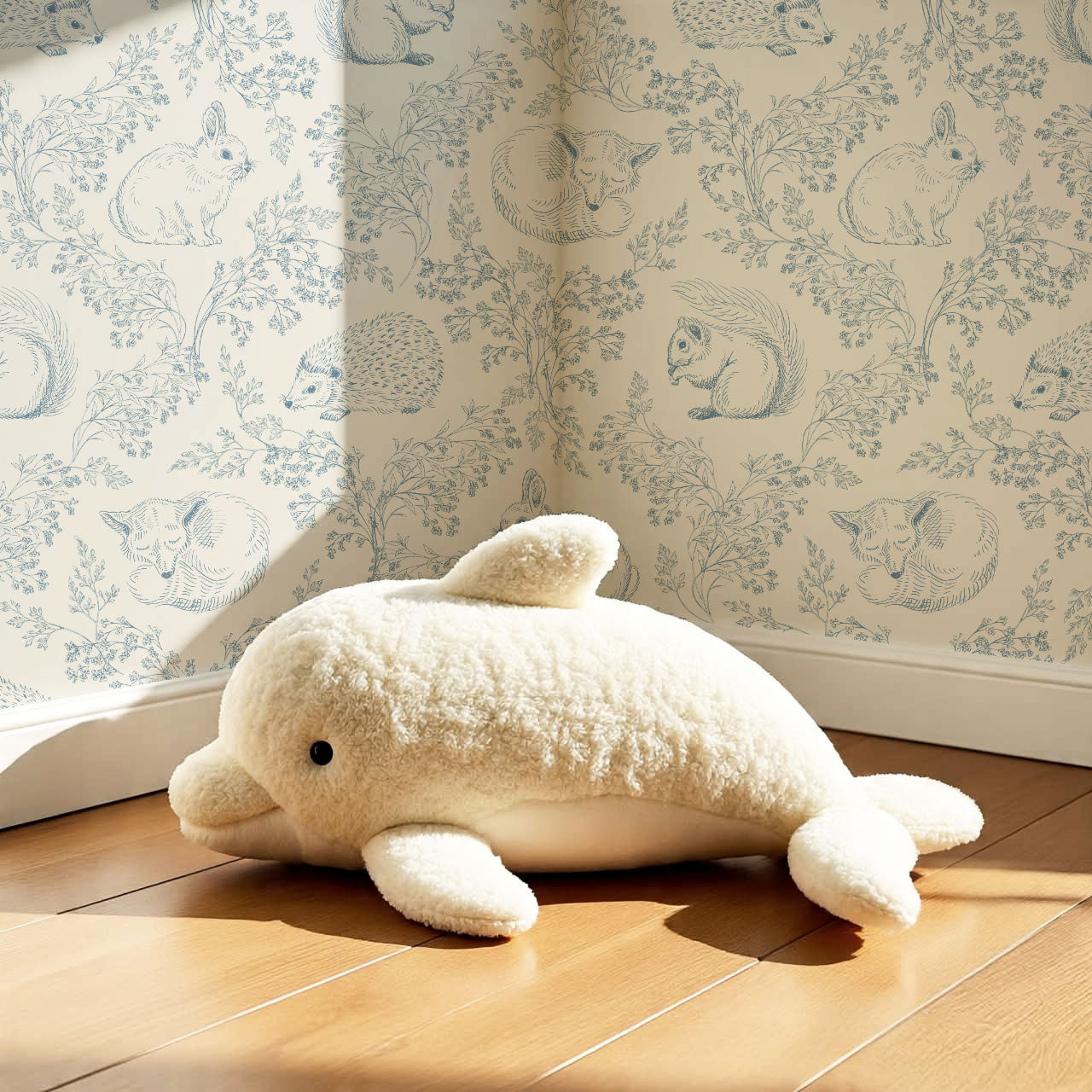 Ailani Woodland Mammals Blue Wallpaper