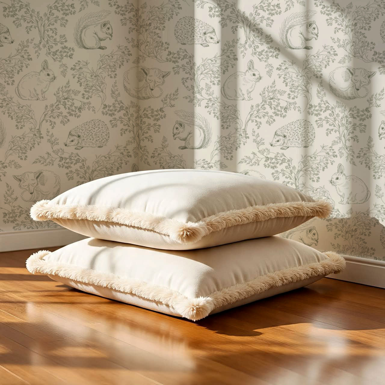 Ailani Woodland Mammals Olive Beige Wallpaper