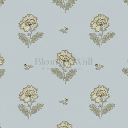 Ainara Flowers Pale French Blue Wallpaper