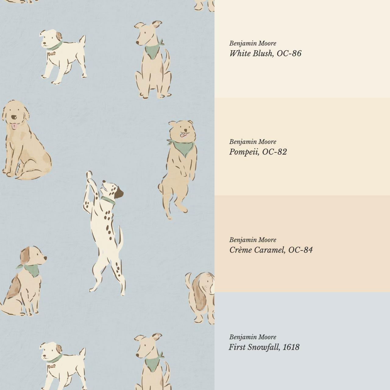 Aino Puppy Love Blue Beige Wallpaper