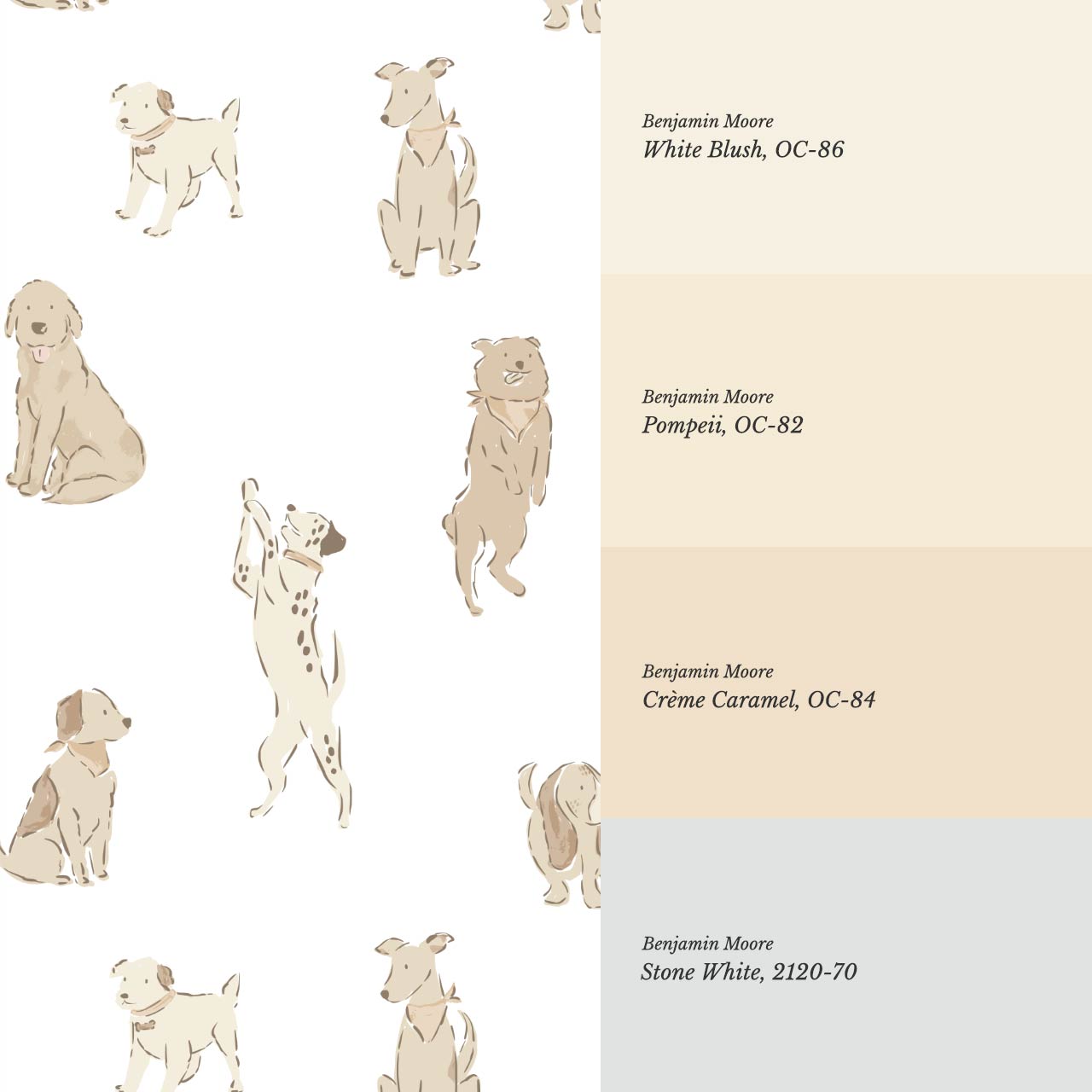 Aino Puppy Love White Beige Wallpaper