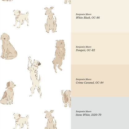 Aino Puppy Love White Beige Wallpaper