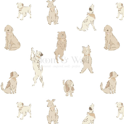 Aino Puppy Love White Beige Wallpaper