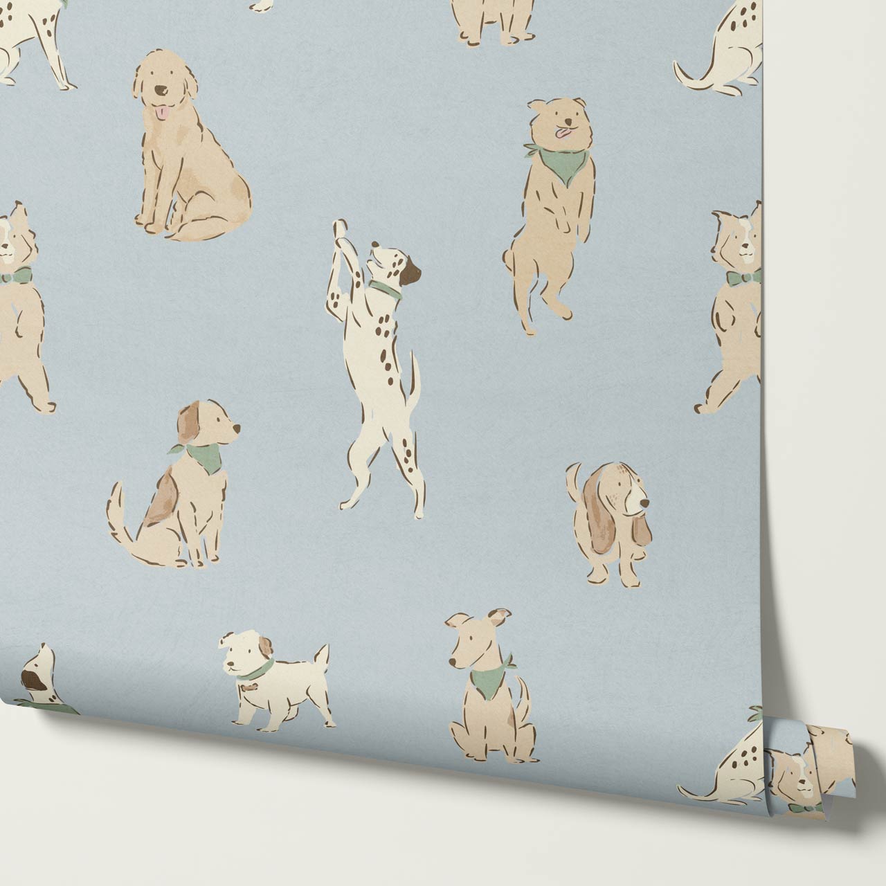 Aino Puppy Love Blue Beige Wallpaper