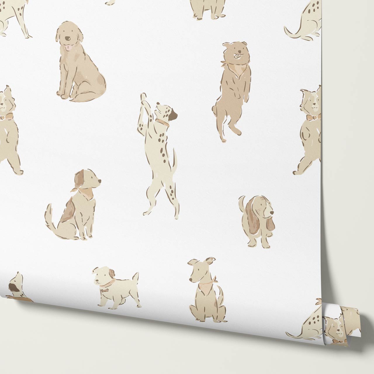Aino Puppy Love White Beige Wallpaper