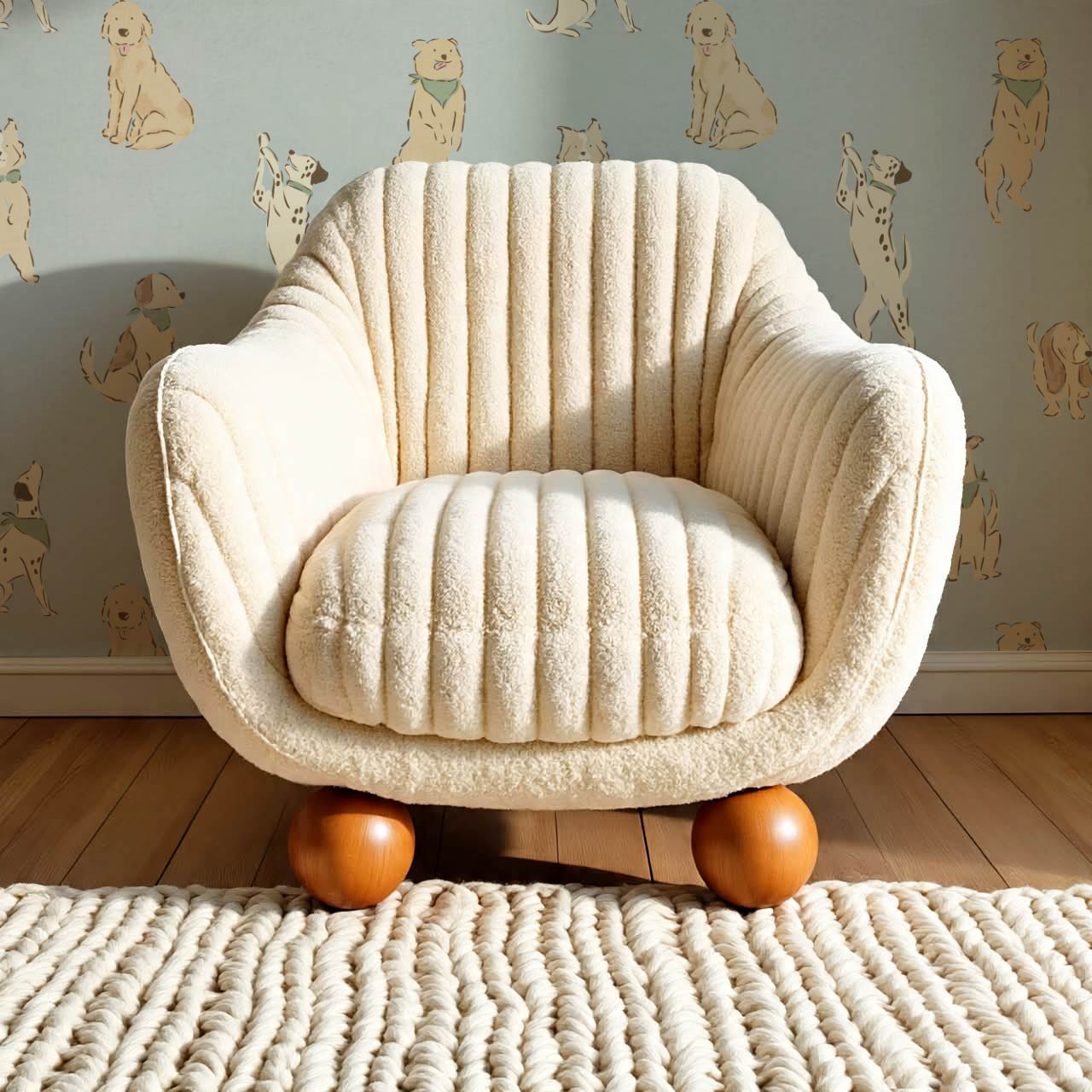 Aino Puppy Love Blue Beige Wallpaper