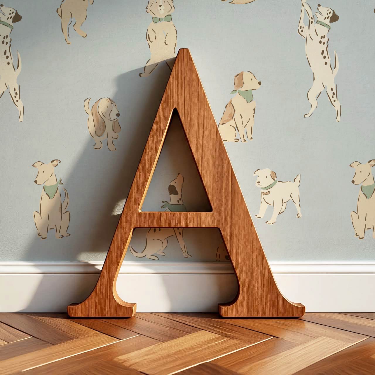 Aino Puppy Love Blue Beige Wallpaper