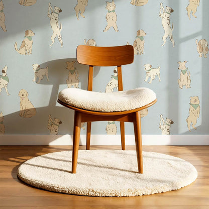 Aino Puppy Love Blue Beige Wallpaper