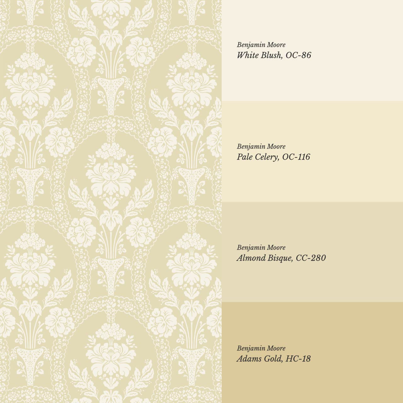Alaia Preppy Regency Damask Almond Wallpaper