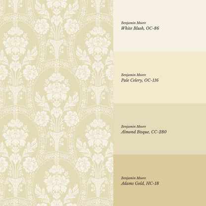 Alaia Preppy Regency Damask Almond Wallpaper