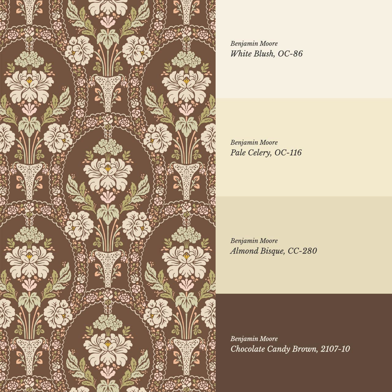 Alaia Preppy Regency Damask Coffee Cream Wallpaper