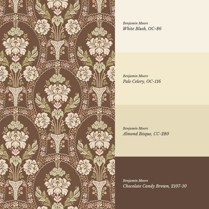 Alaia Preppy Regency Damask Coffee Cream Wallpaper