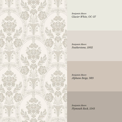 Alaia Preppy Regency Damask Cream Taupe Wallpaper