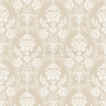 Alaia Preppy Regency Damask Neutral Beige Wallpaper