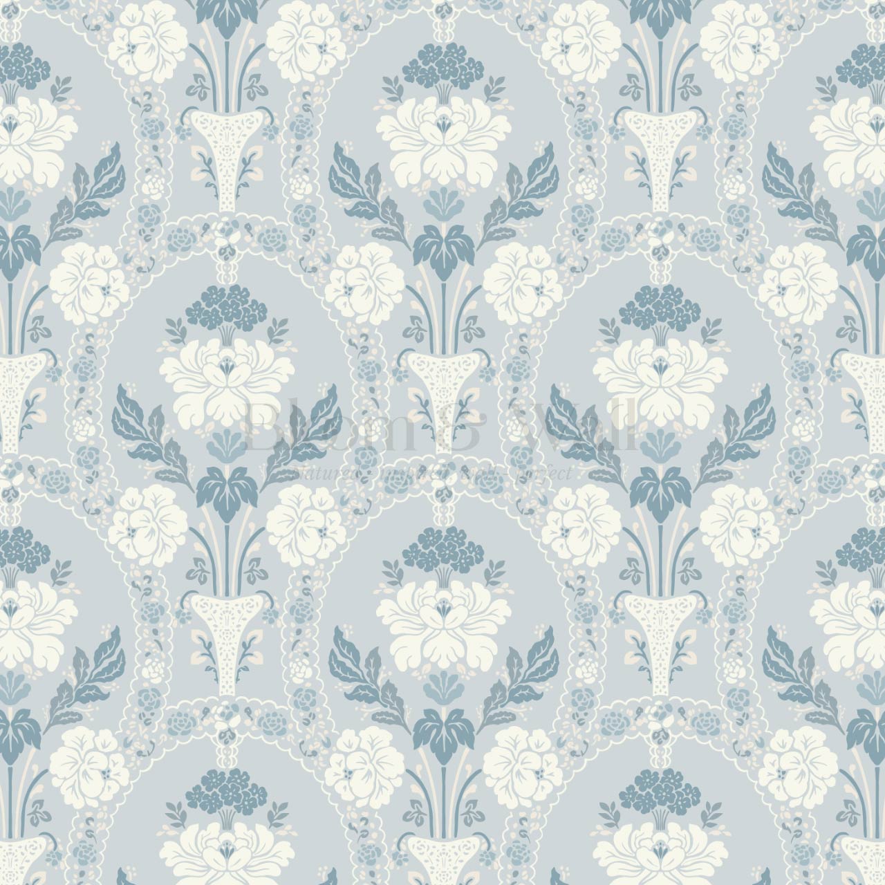 Alaia Preppy Regency Damask Sky Cream Wallpaper