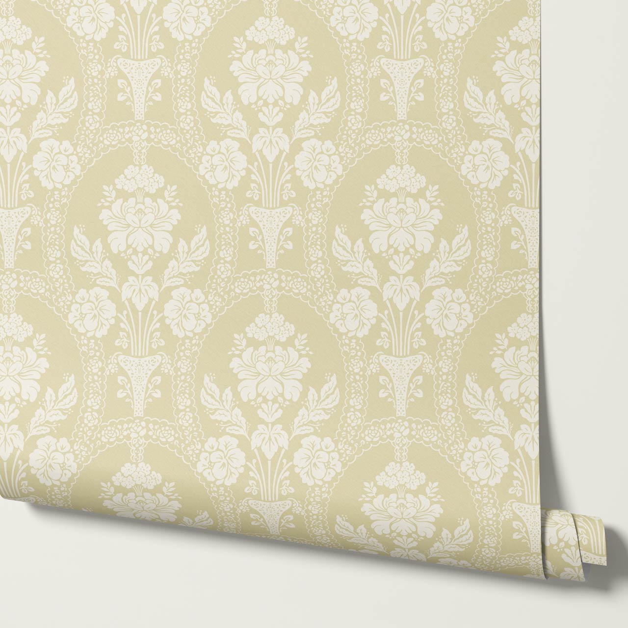Alaia Preppy Regency Damask Almond Wallpaper