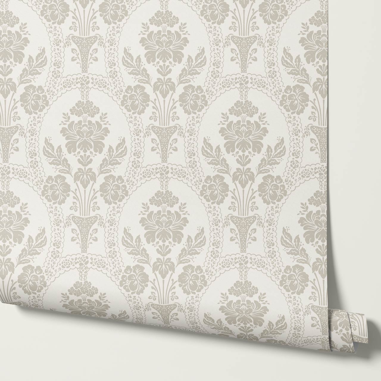 Alaia Preppy Regency Damask Cream Taupe Wallpaper