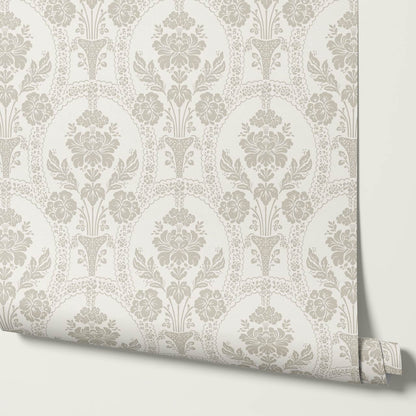 Alaia Preppy Regency Damask Cream Taupe Wallpaper