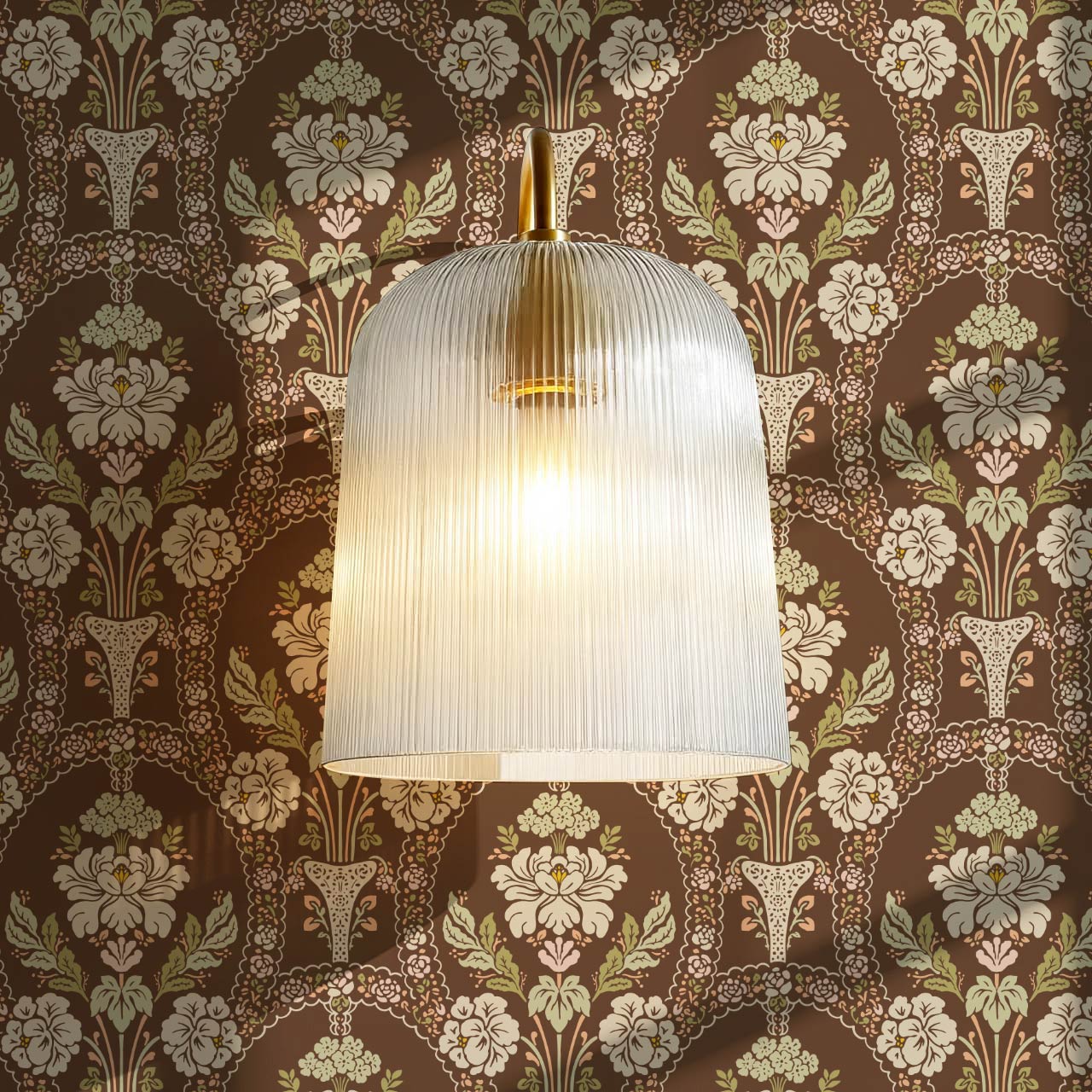 Alaia Preppy Regency Damask Coffee Cream Wallpaper