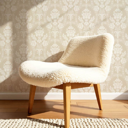 Alaia Preppy Regency Damask Neutral Beige Wallpaper