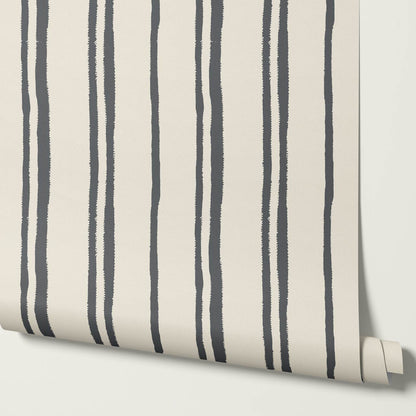 Alani Multi Stripes Slate Cream Wallpaper