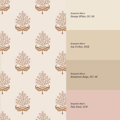 Alazne Jasmine Block Print Toffee Pink Wallpaper
