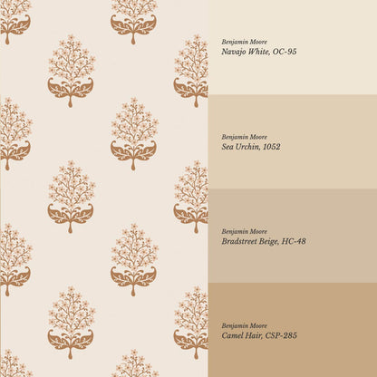 Alazne Jasmine Block Print Washed Coral Wallpaper