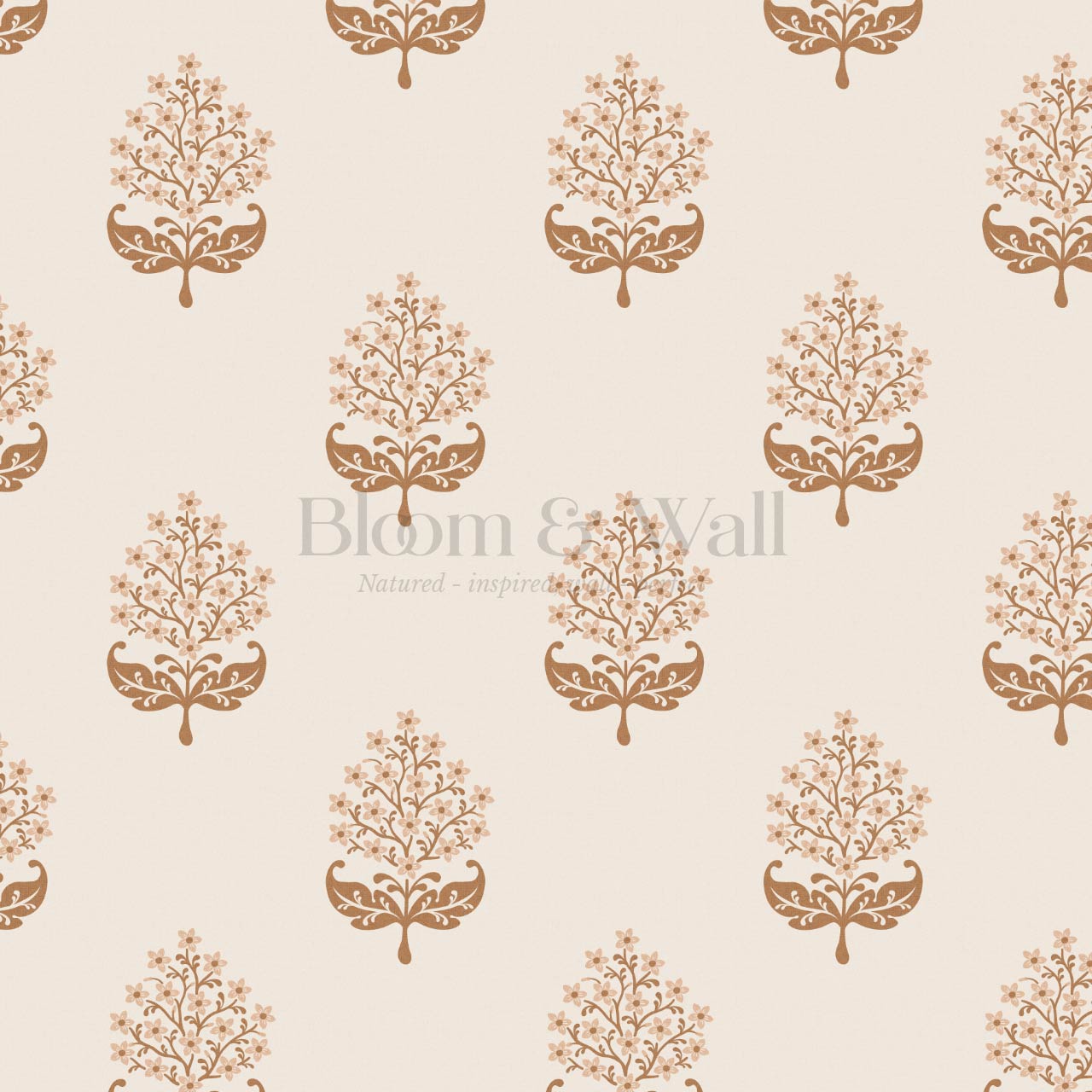 Alazne Jasmine Block Print Washed Coral Wallpaper
