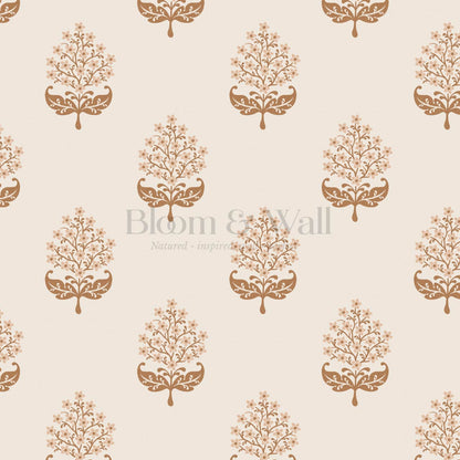 Alazne Jasmine Block Print Washed Coral Wallpaper