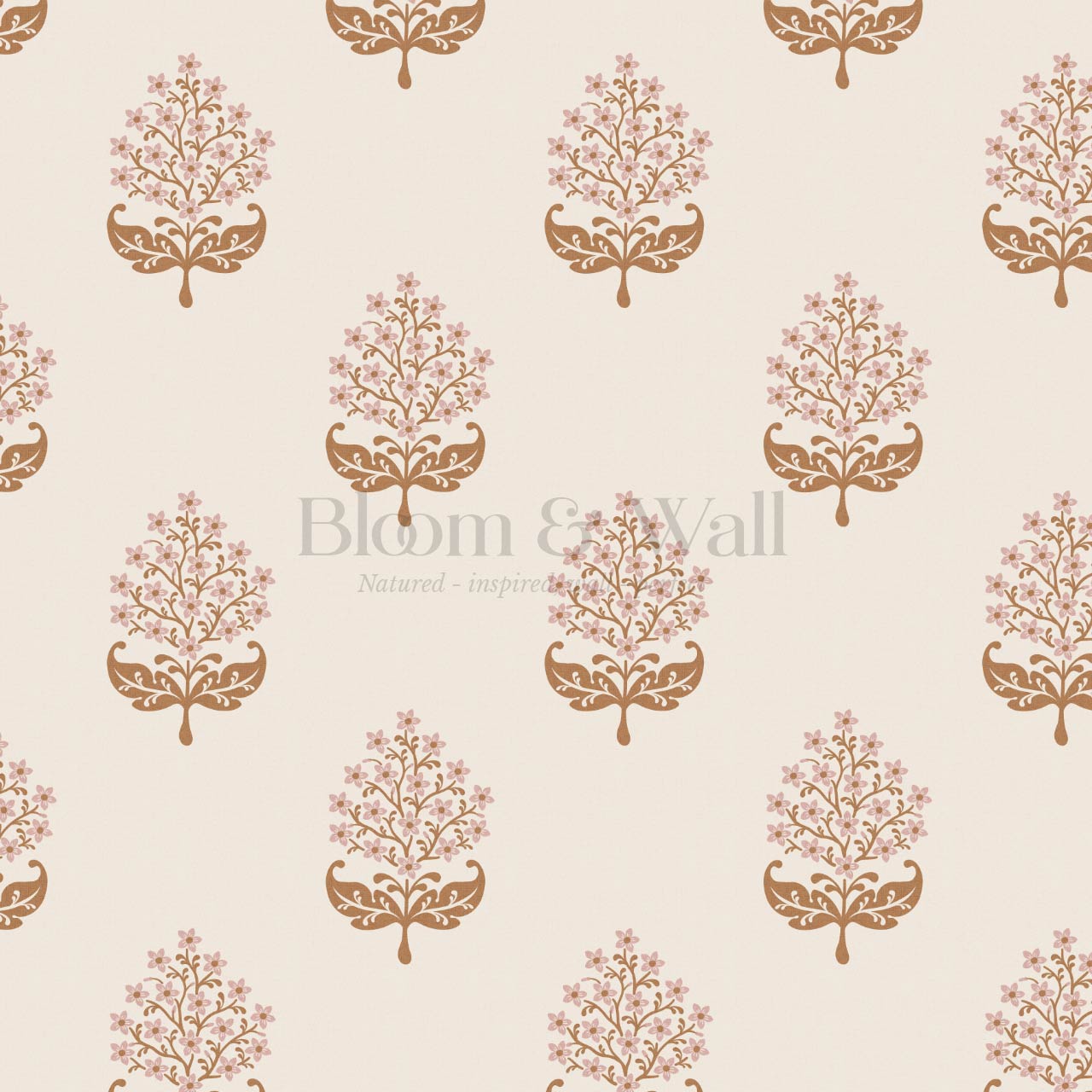 Alazne Jasmine Block Print Toffee Pink Wallpaper