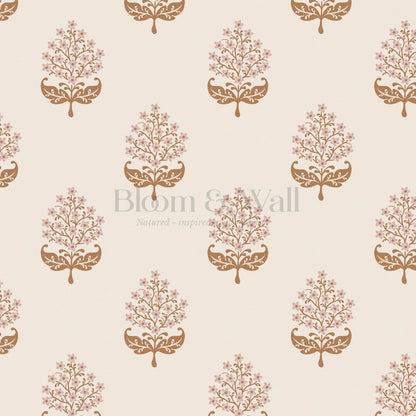 Alazne Jasmine Block Print Toffee Pink Wallpaper