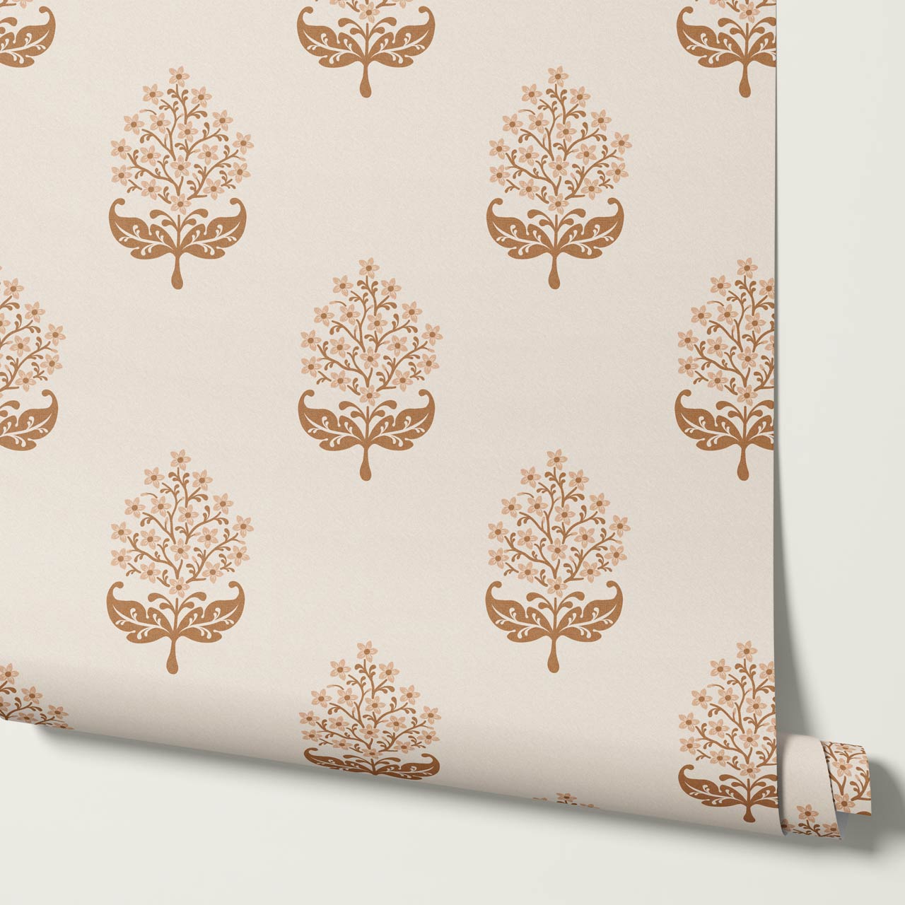 Alazne Jasmine Block Print Washed Coral Wallpaper