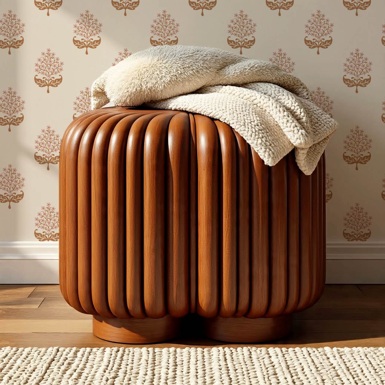 Alazne Jasmine Block Print Toffee Pink Wallpaper