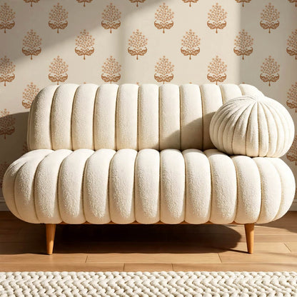 Alazne Jasmine Block Print Washed Coral Wallpaper