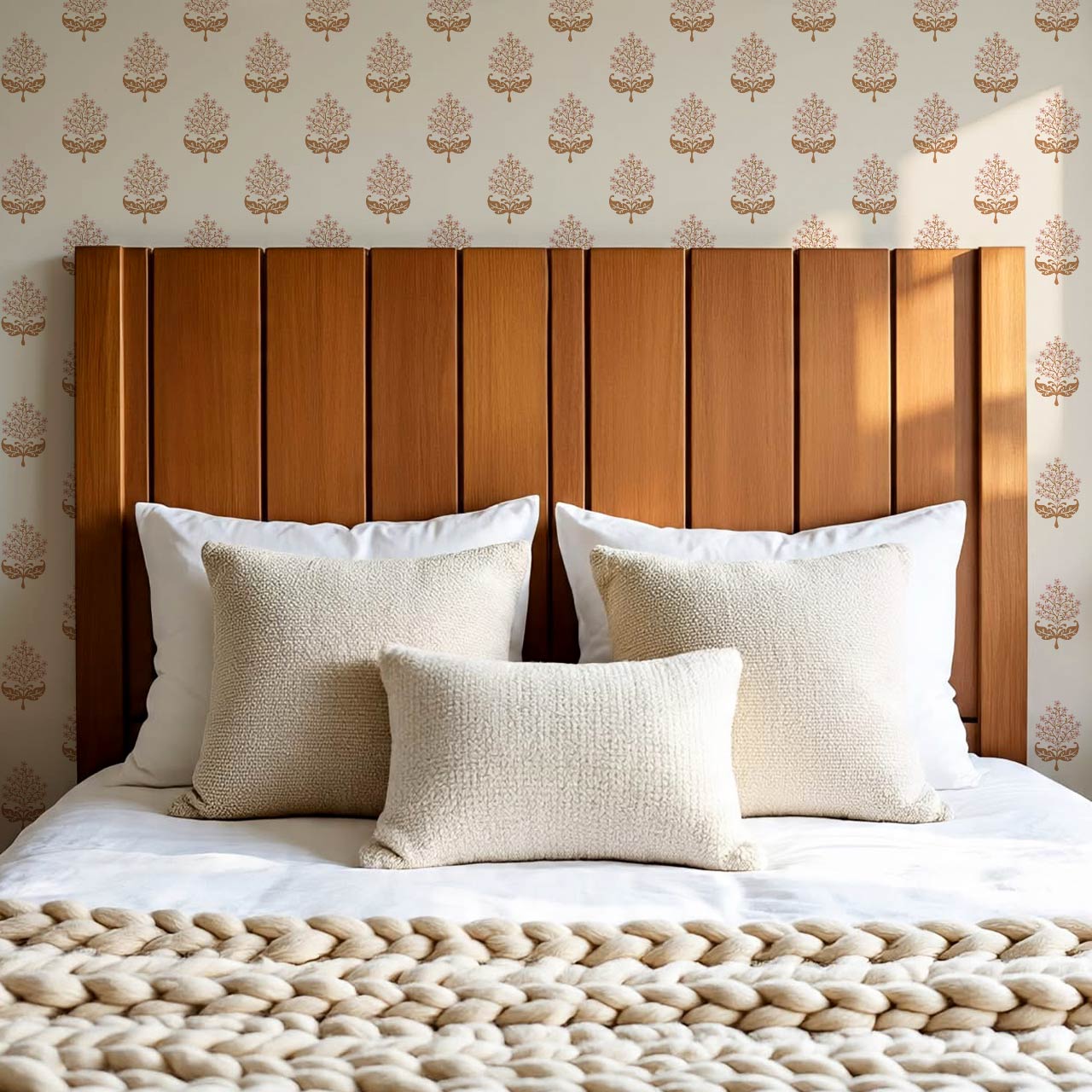 Alazne Jasmine Block Print Toffee Pink Wallpaper