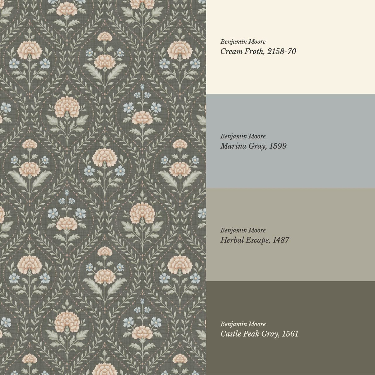 Alba Laurel Vines Deep Olive Clay Sky Wallpaper