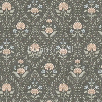 Alba Laurel Vines Deep Olive Clay Sky Wallpaper