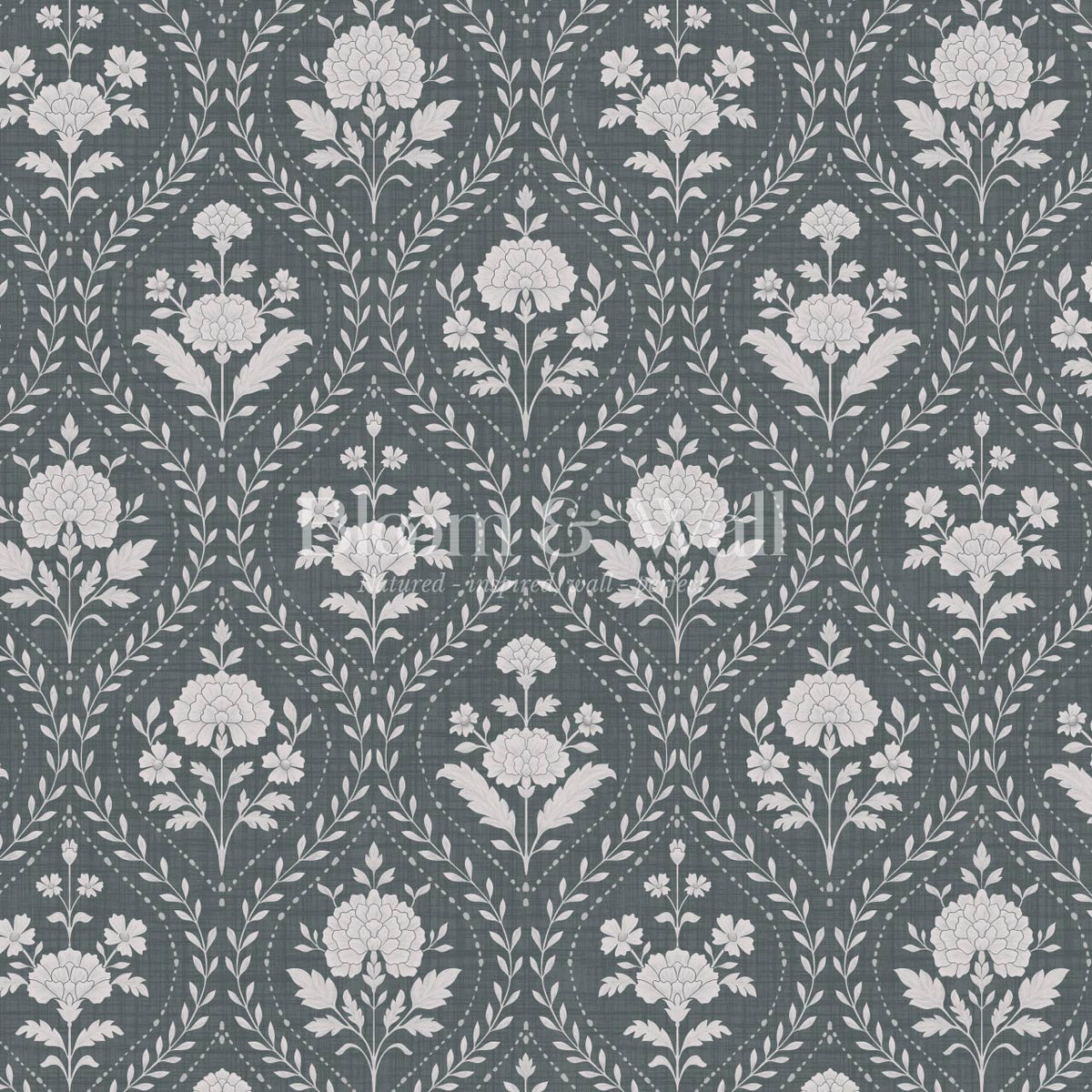 Alba Laurel Vines Slate Smoke Wallpaper
