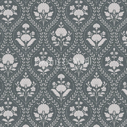 Alba Laurel Vines Slate Smoke Wallpaper