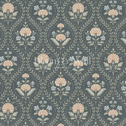 Alba Laurel Vines Slate Clay Sky Wallpaper