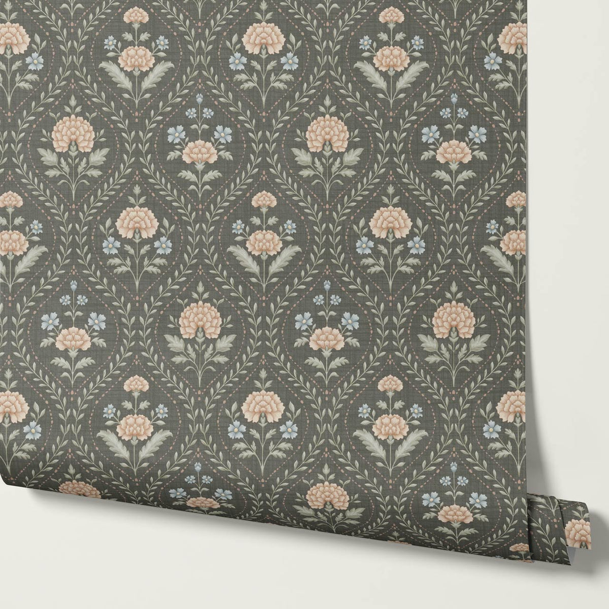 Alba Laurel Vines Deep Olive Clay Sky Wallpaper