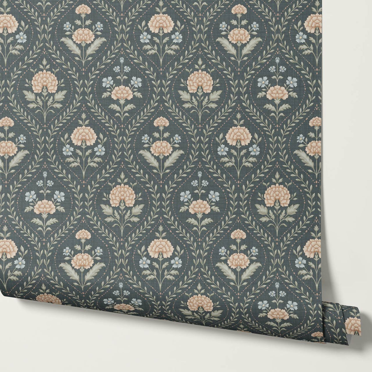 Alba Laurel Vines Slate Clay Sky Wallpaper