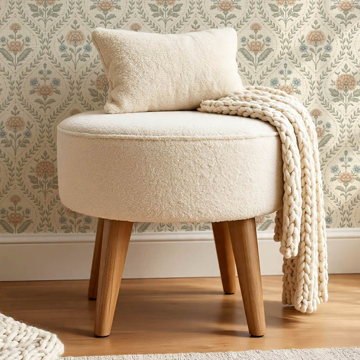 Alba Laurel Vines Ivory Clay Sky Wallpaper