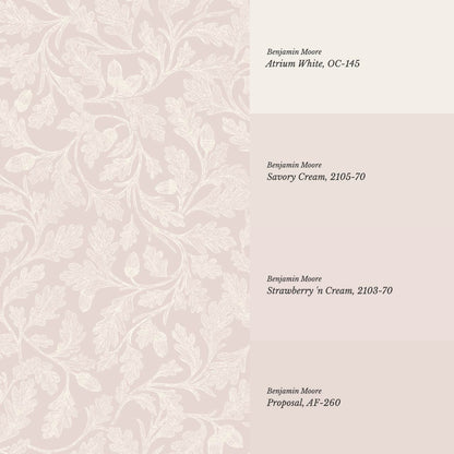 Alejandra Trailing Acorn Botanical Mauve Beige Wallpaper