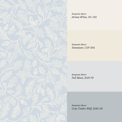 Alejandra Trailing Acorn Botanical Sky Cream Wallpaper